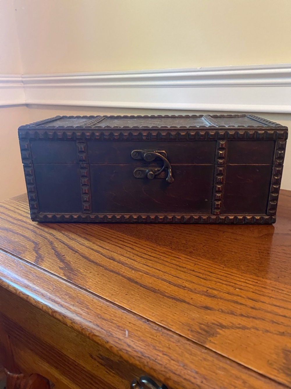 Carved Dark Brown Decorative Wooden Box